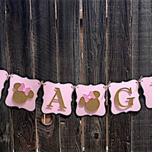 Minnie Mouse (inspired) Its A Girl Banner, Mouse Pink Baby Shower, Mouse Decorations, Mouse Pink Party, Pink and Gold