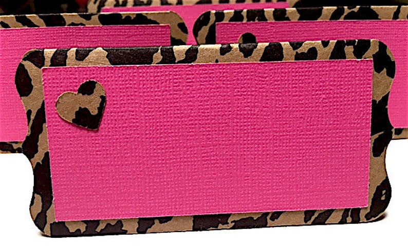 Leopard And Pink Food Place Cards Leopard Baby Shower Etsy