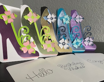 SHOES,TOP QUALITY,N4 ISABELS GARDEN,WIFE BIRTHDAY CARD,3D HANDMADE,HIGH HEELS