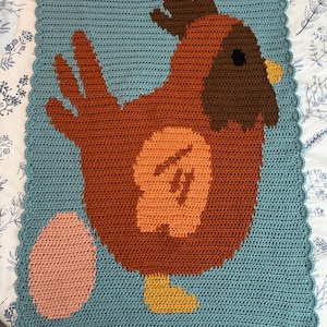 Crochet C2C Chicken Egg Blanket PATTERN ONLY