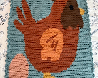 Gehäkelte C2C Huhn Ei Decke NUR MUSTER