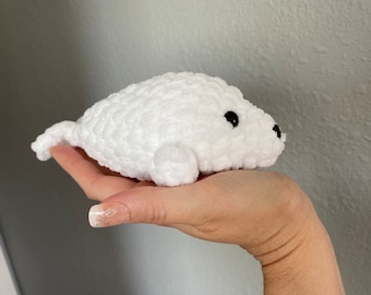 Little White and Gray Seals Plushies Crochet