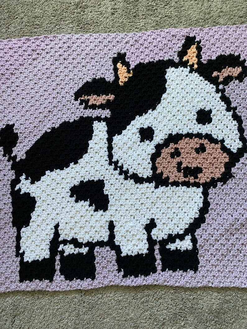 Cow C2C Crochet Pattern, Beginner Easy Blanket PATTERN ONLY - Etsy