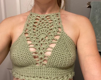 Small light green pineapple crop top