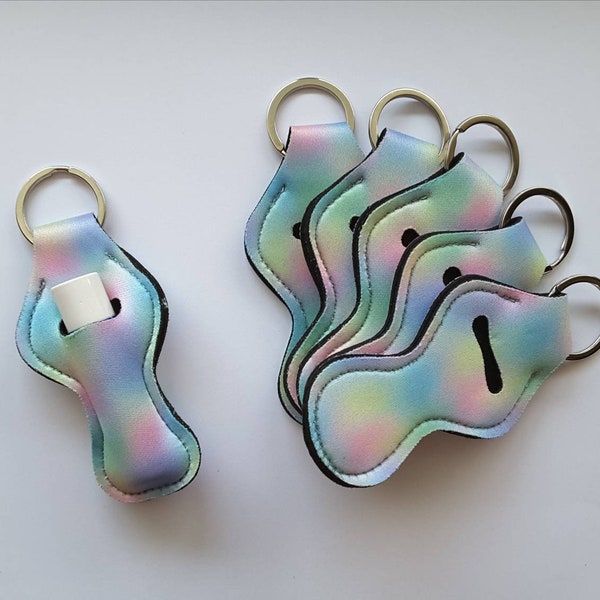 Pastell Aquarell Chapstick Halter Schlüsselanhänger, Regenbogen Chapstick Schlüsselanhänger Rohlinge, personalisierte Schlüsselanhänger, Gastgeschenke, individuelle Schlüsselanhänger