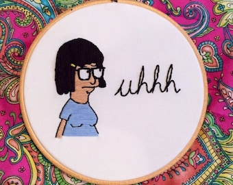 Handmade Bob's Burgers Tina Belcher 'Uhhh' Embroidery Hoop - 6"