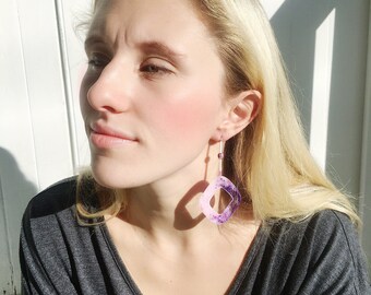 Diamond Drop Dangles - Pink Contrast