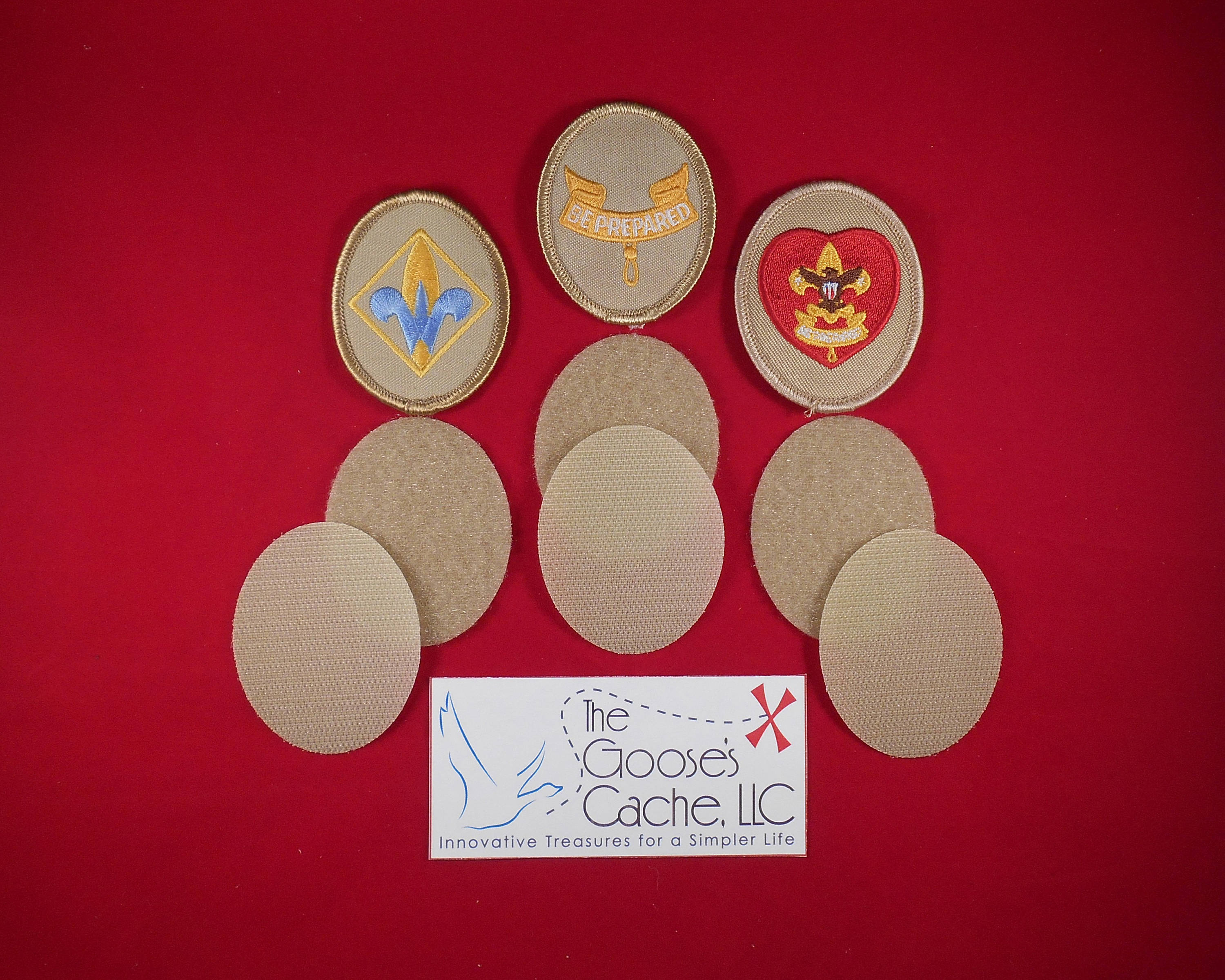 Tan Sew-on VELCRO® Brand Set for Attaching Patches to Scouts BSA Shirts