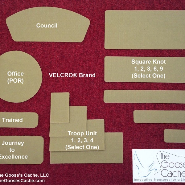 Tan Sew-on VELCRO® Brand Set for Attaching Patches to Scouts BSA Leader Shirts