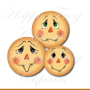 24 Scarecrows - HFC 044 - Scarecrow faces, Circles, Instant download, Clipart, Graphic, Comercial Use