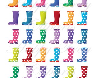 Rain boots - HFC 023 - Clipart,Rain boots, , Digital File, Instant Download, Comercial Use