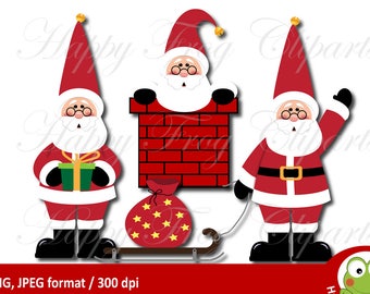 Santa Claus Clipart - HFC 049 - Instant download, Clipart, Graphic, Comercial Use