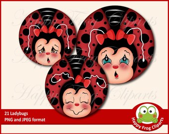 Red bow - Ladybugs set - HFC 073 - Instant download, Clipart, Graphic, Comercial Use