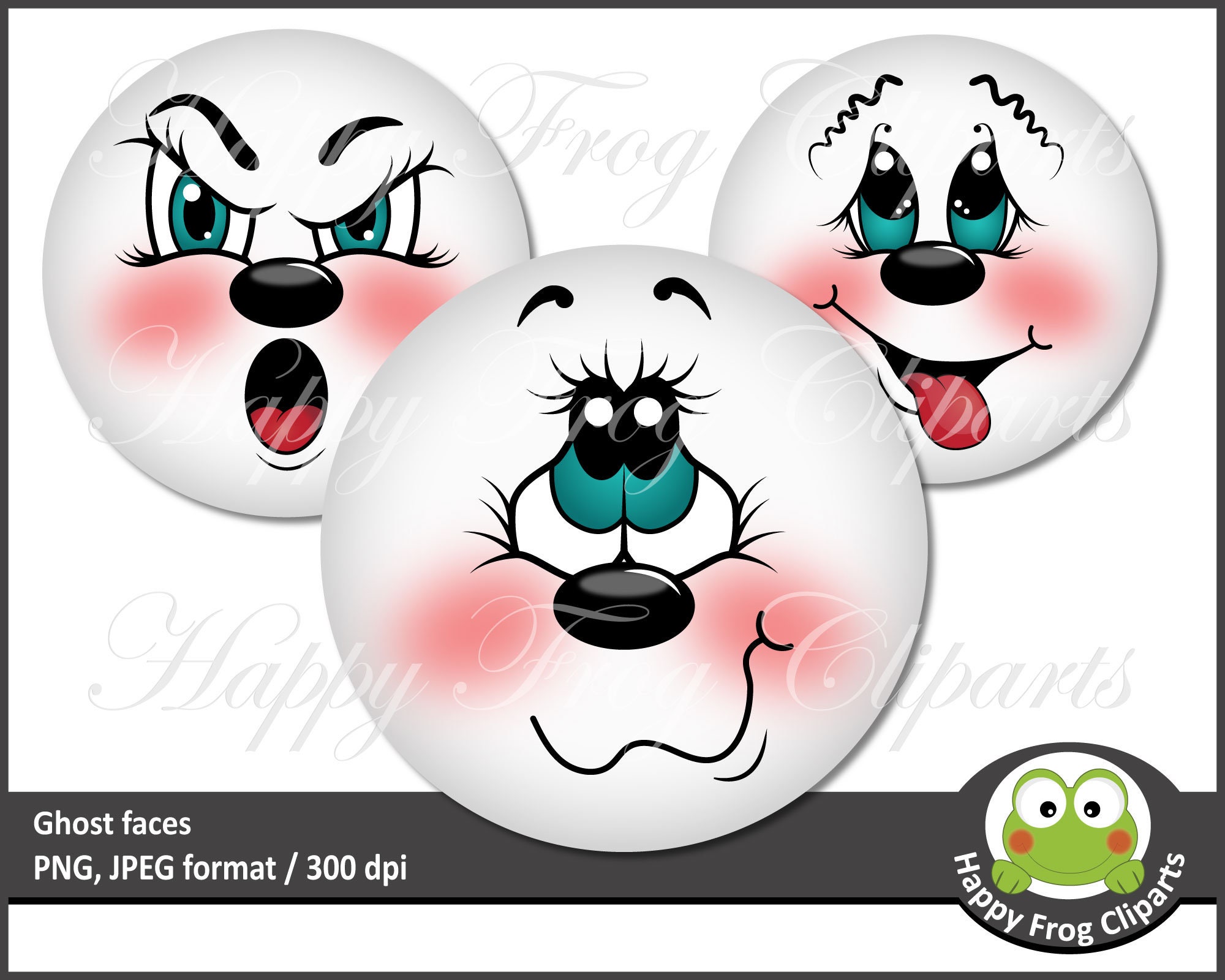 Ghost faces - HFC 084 - Ghost faces, Cute ghosts, Halloween ghosts, D...