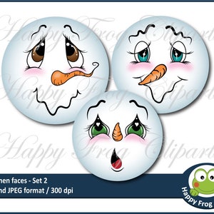 24 Snowmen Faces - Set 2 - HFC 007 - Snowmen faces, Circles, Instant download, Clipart, Graphic, Comercial Use