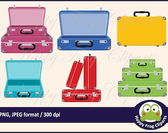 Maletas - HFC 057 - imágenes prediseñadas de maletas, viajes, imágenes prediseñadas de bolsos, imágenes prediseñadas digitales, descarga instantánea, uso comercial