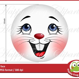 Cara de conejo, ojo azul, Modelo 1 - HFC 071 - Cara de conejo, Círculos, Descarga instantánea, Imágenes Prediseñadas, Gráfico, Uso comercial