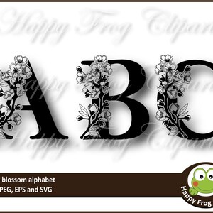 Cherry Blossom Letters - HFC 070 - Cherry Blossom Font Monograma, letras, alfabeto, download instantâneo, clipart, uso comercial