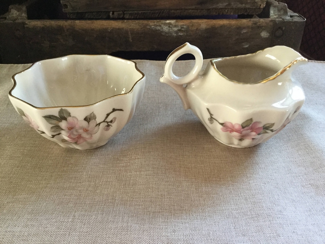 Vintage Rochelle Fine China Creamer y Open Sugar / Cherry Etsy