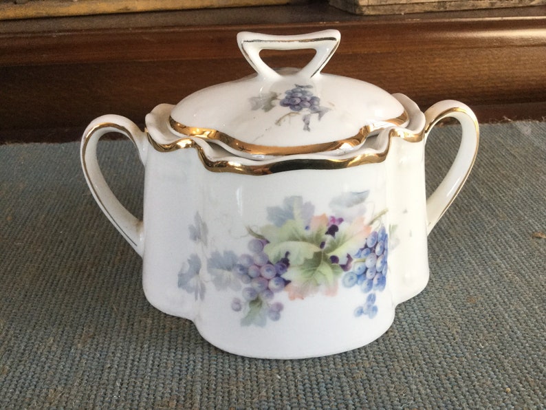 Antique Z S /& Co Bavaria Covered Sugar Vineta Pattern 1880-1918