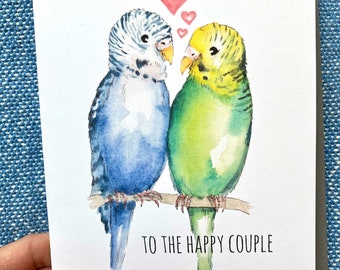 Happy Couple Parakeet Card