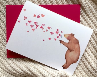 Watercolor Illustration Bear Valentine