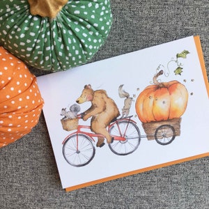 Tarjeta de calabaza de acuarela