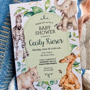 Baby-Tier-Baby-Dusche-Einladung