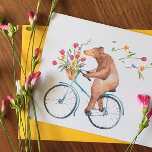 Hand-Wasserfarbige Frühling Bär Karte