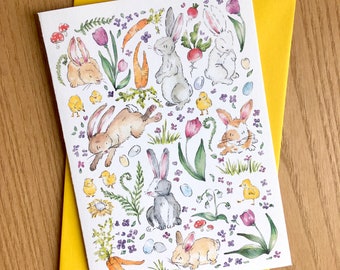 Easter Bunny Watercolor Card