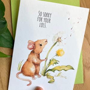 Tarjeta de ratón de disculpa por tu pérdida