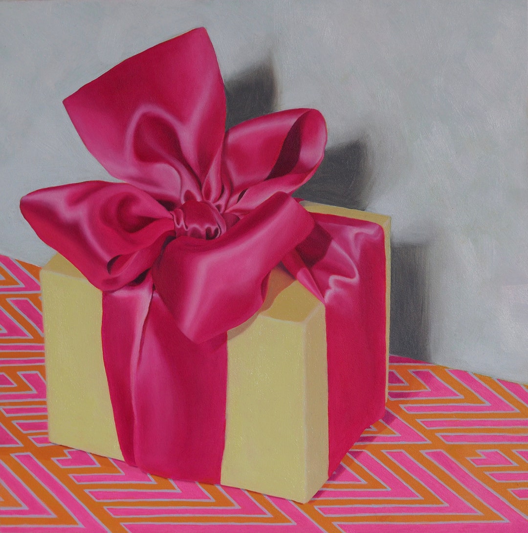 Oil Painting of Gift Box unframed Etsy
