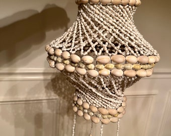 Vintage Cowrie Shell Hanging Planter