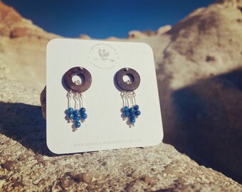 Handmade Walnut Wood Earrings: Sterling Silver Lapis Dangle