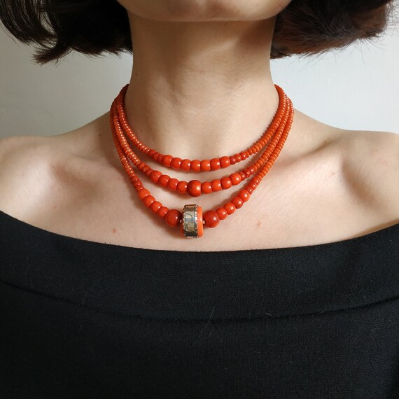 Coral Silver Necklace Natural Jewelry Vintage Style Corals Etsy