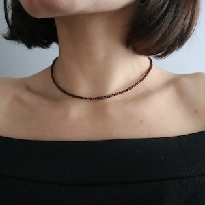 Garnet Beaded Choker, Garnet Stone Necklace, Bohemian Style, Natural Necklace, Birthstone Jewellery Garnet, Minimalist Necklace Gift
