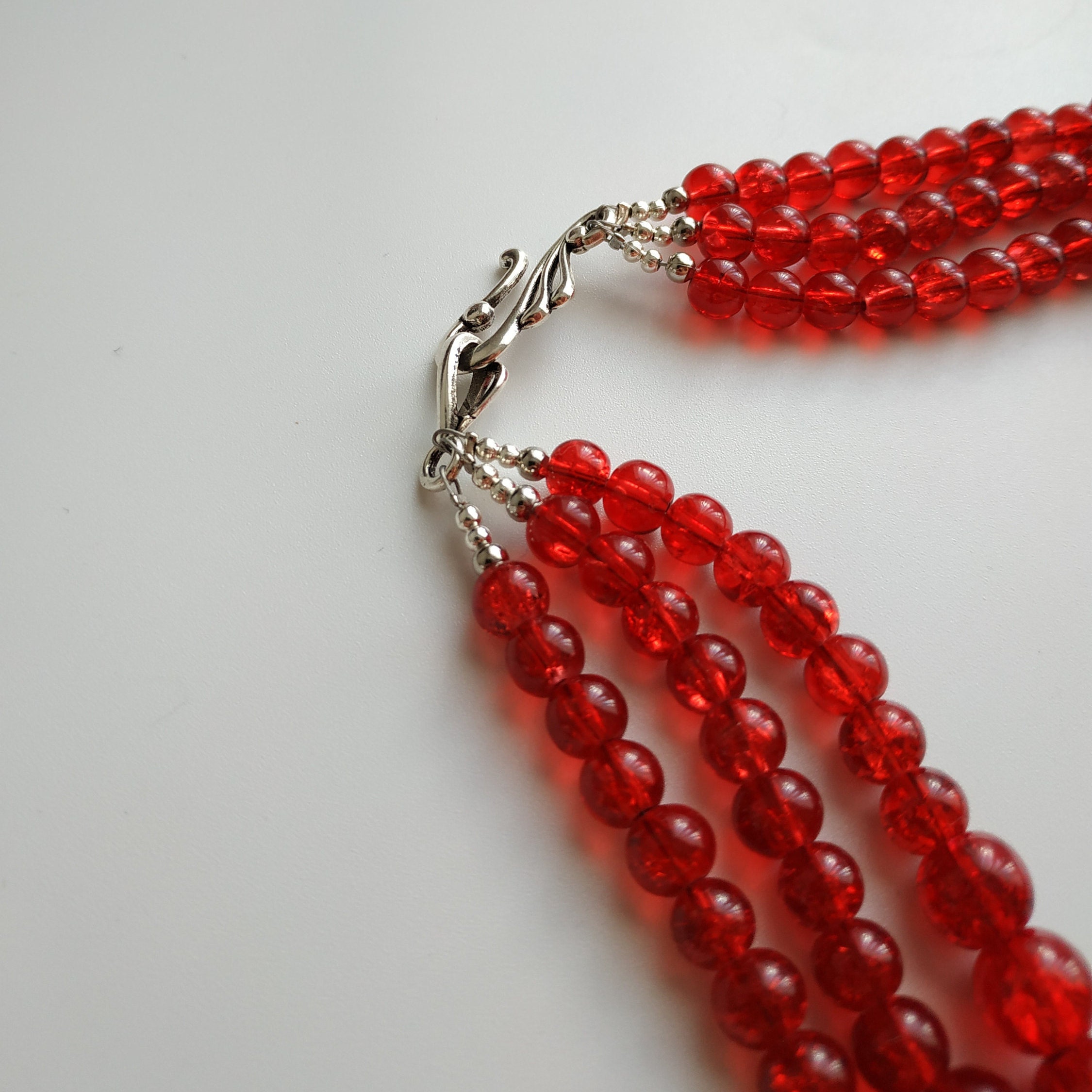 Red Glass Beads Necklace Ethnic Style Jewelry Glass Necklace Etsy