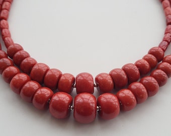Collier Prestigieux En Grosses Perles De Corail Naturel Rose-orange Méditerranée - Neuf Sans Emballage