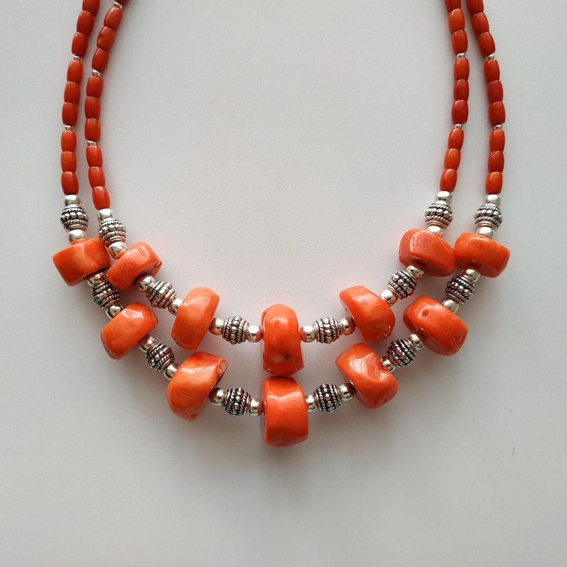 Orange Coral Jewelry Real Coral Necklace Vintage Style Etsy