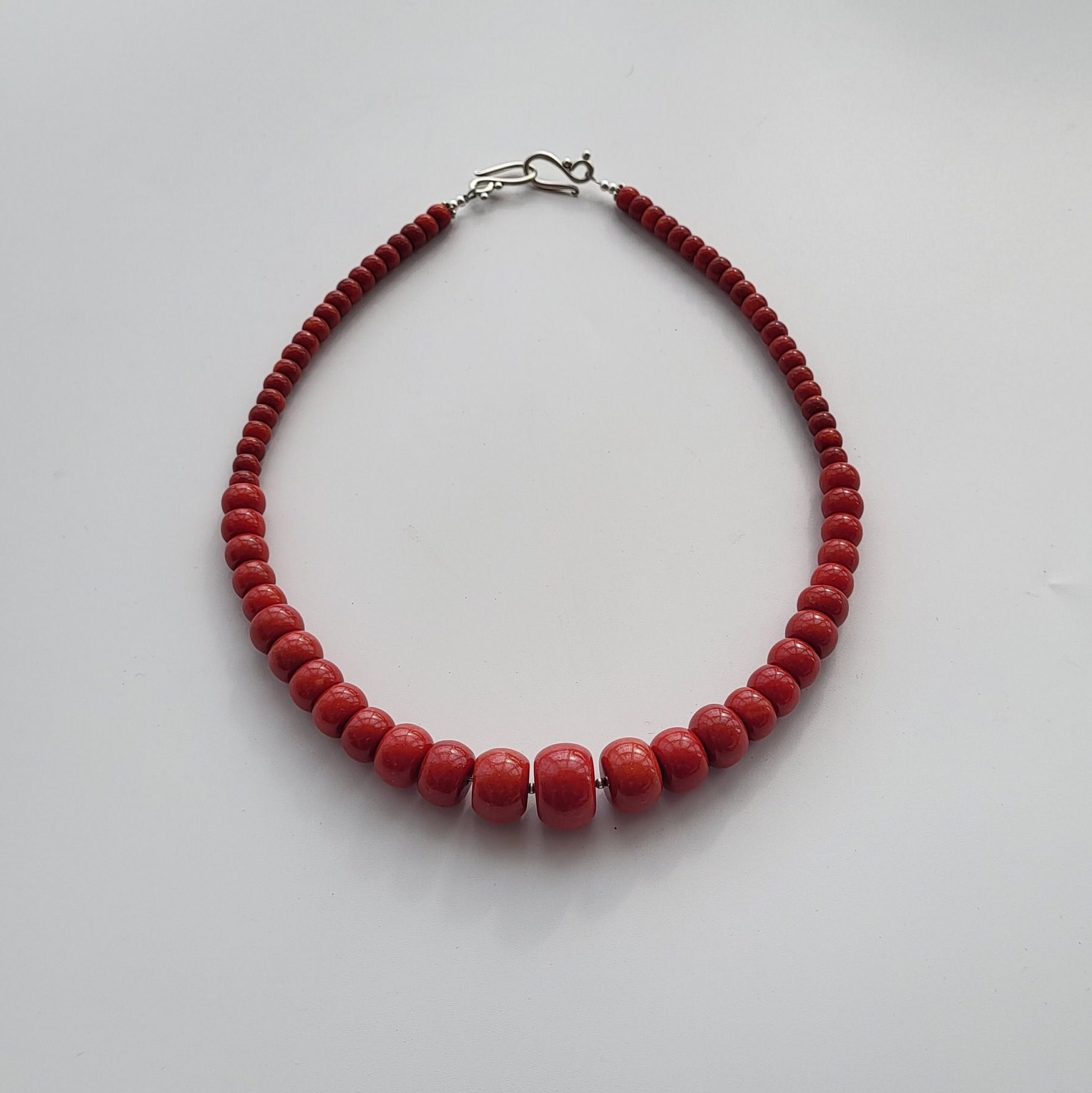 Red Coral Necklace, Big Coral Beads, Gemstone Jewellery
