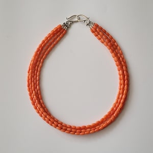 Multistrand coral necklace, Small coral beads, Ukrainian coral jewellery, Salmon colour coral, Oval coral beads, Ethnic style, Gift for her
