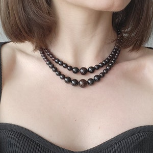 Natural Garnet Beads, Gemstone Jewelry, Anniversary Present, Round Garnet Beads, Ukrainian Shop, Smooth Garnet Beads, Ethnic Necklace