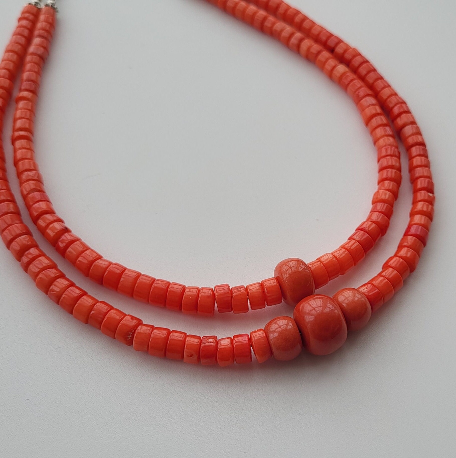 Collier De Perles Corail Orange Naturel - 18 Pouces, Fait Main, Réglable, Cadeau