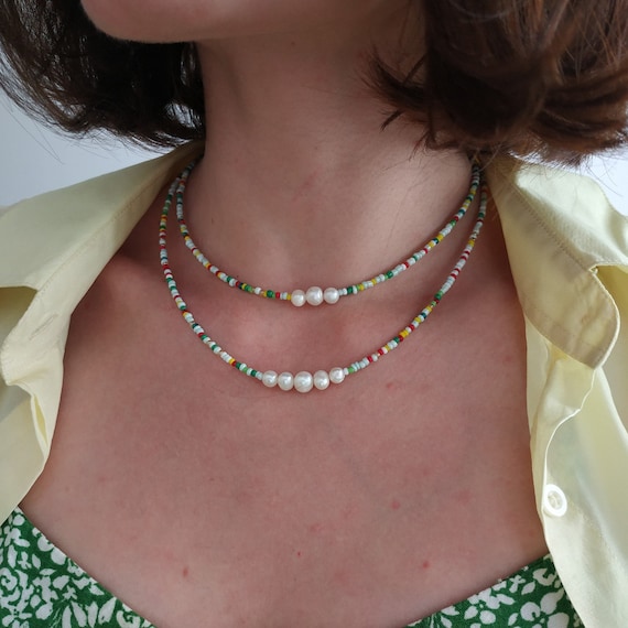 Handmade glass beaded jewelry top