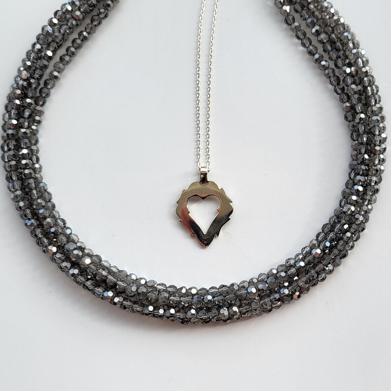 Dukach Pendant, Glass Beaded Necklace, Ukraine Jewelry Shop, Heart Pendant Necklace, Glass Necklace, Necklaces Jewelry Set, Heart Choker image 2