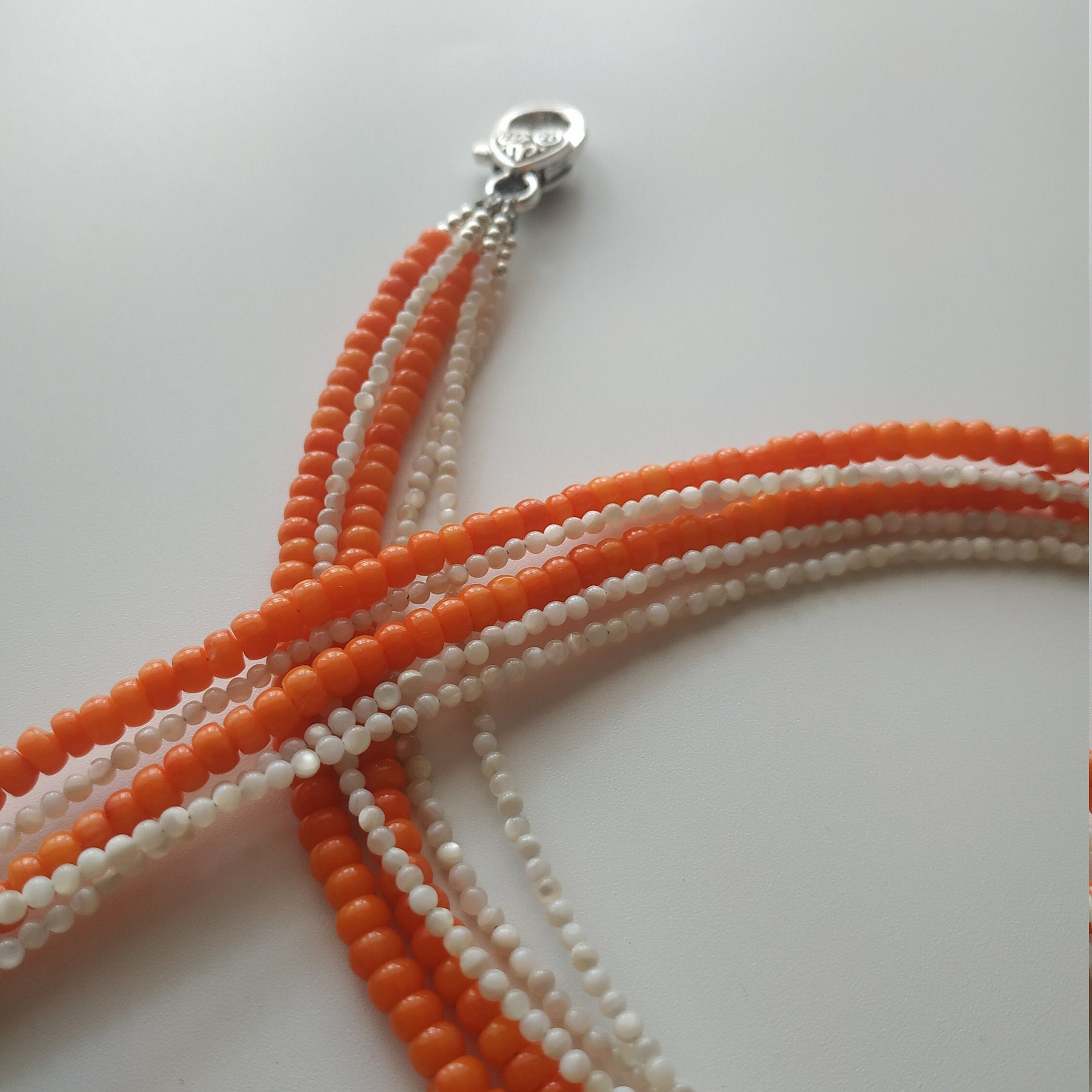 Coral Pearl Necklace Small Coral Beads Vintage Style Choker Etsy
