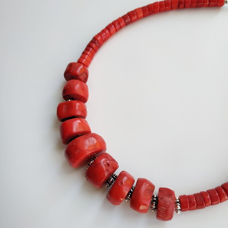 Red Coral Necklace Natural Coral Jewelry Big Coral Beaded Necklace Ukrainian Vintage Jewelry Red Coral Beads Antique Coral Necklace