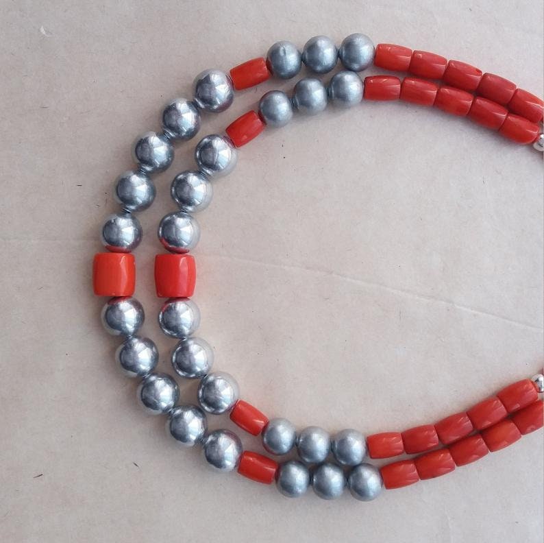 Coral Jewelry Set Red Coral Necklace and Earrings Real Coral Beads Red Coral Jewelry Set Genuine Coral Set Of Jewelry Vintage Jewelry