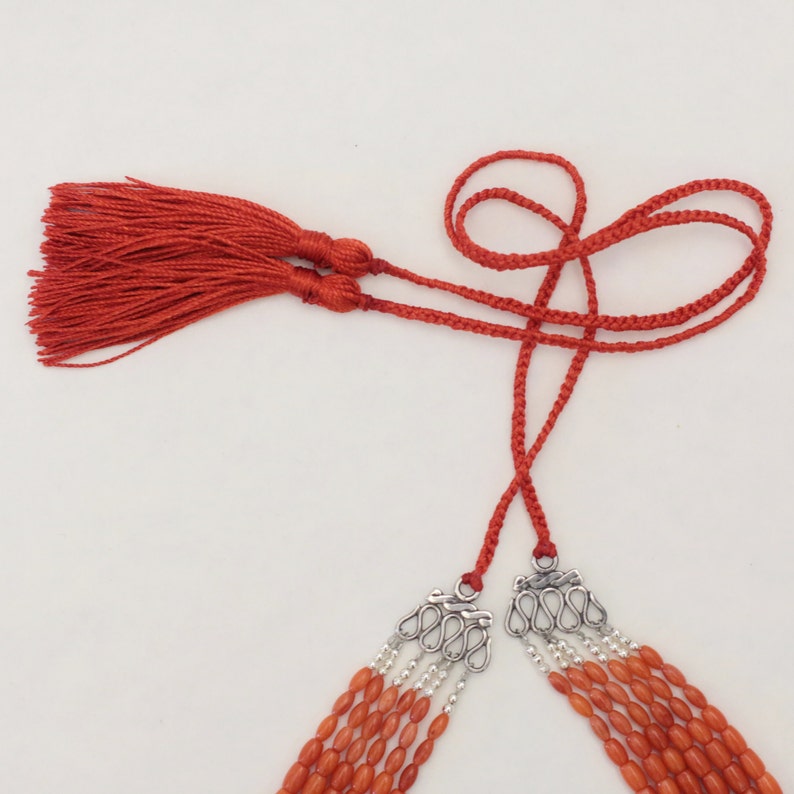 Vintage Coral Necklace Silver Coral Jewelry Ukrainian Necklace with Coral Genuine Beaded Jewelry Real Red Coral Boho Necklace Victorian