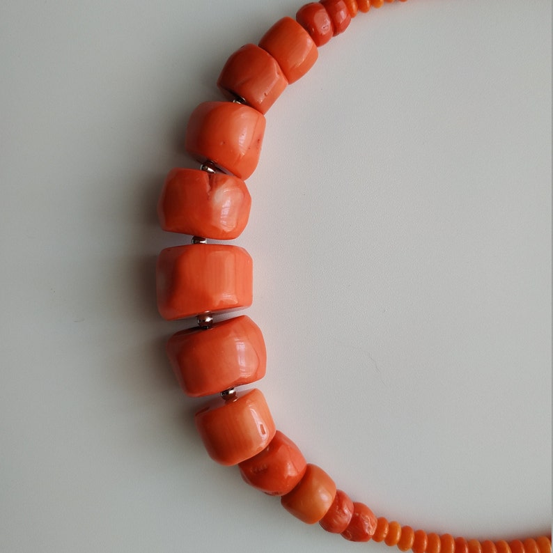 Genuine Orange Coral Jewelry Antique Coral Necklace Style Etsy